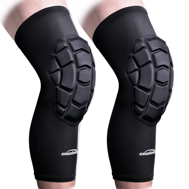 basketball protective gear COOLOMG Knee Pads Protective Knee Compression Sleeves for Basketball  Wrestling Football Volleyball Youth Kids Adult Black White