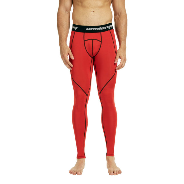 COOLOMG Red Compression Pants GYM Running Tights Length Pants