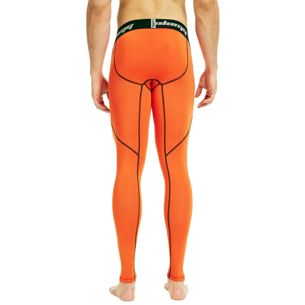 COOLOMG Orange Compression Pants Tights Length Pants