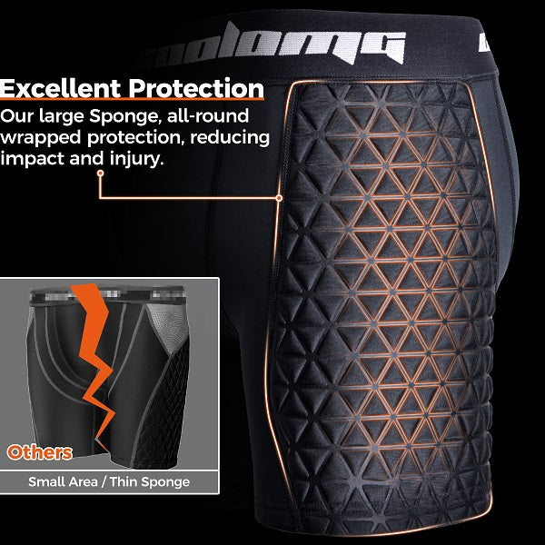 Men's Padded Baseball Sliding Shorts with Athletic Cup Black White MD003