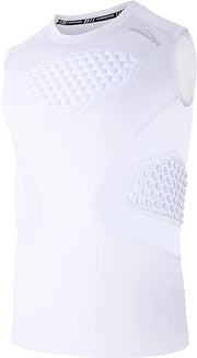 COOLOMG Adult Baseball Softball Chest Protector Padded Compression Shirt (3 Pads) for Football Lacrosse Rugby