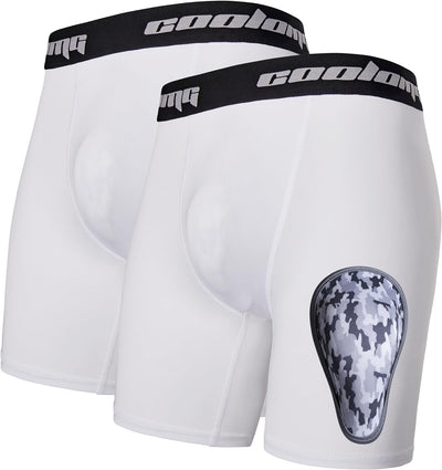 COOLOMG 2-Pack Boys Youth Baseball Under Shorts with Soft Athletic Cup