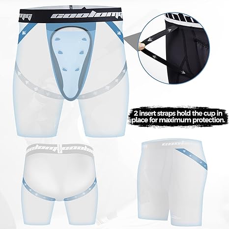 COOLOMG Men Sliding Shorts with Protective Cup MD001