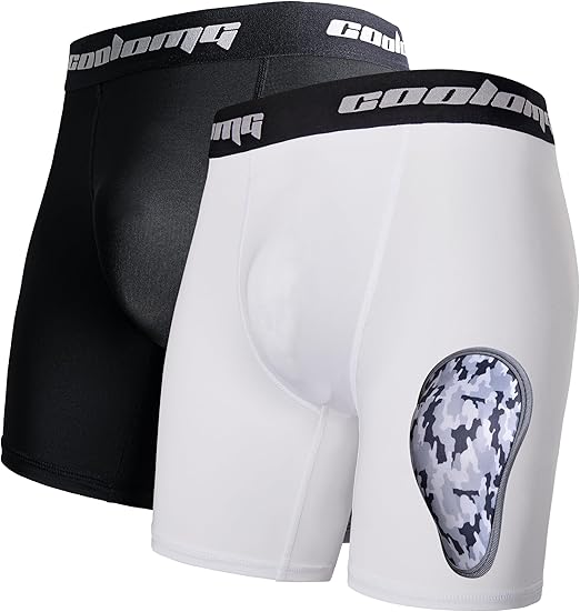 COOLOMG 2-Pack Boys Youth Baseball Under Shorts with Soft Athletic Cup