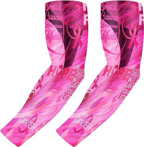 Ribbon Breast Cancer Awareness Arm Sleeve- Pink2