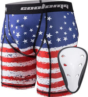 COOLOMG Men Sliding Shorts with Protective Cup MD001