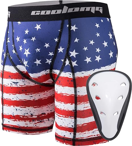 COOLOMG Men Sliding Shorts with Protective Cup MD001