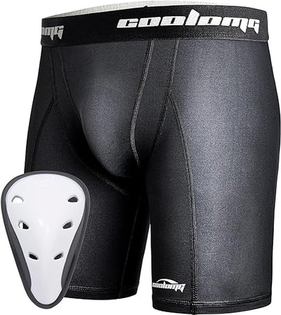 COOLOMG Men Sliding Shorts with Protective Cup MD001