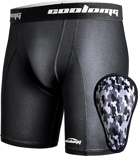 COOLOMG Men Sliding Shorts with Protective Cup MD001