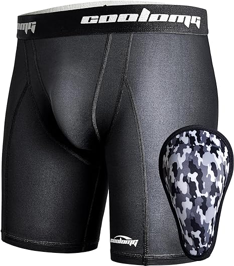 COOLOMG Youth Sliding Shorts with Protective Cup for Baseball Football CF002