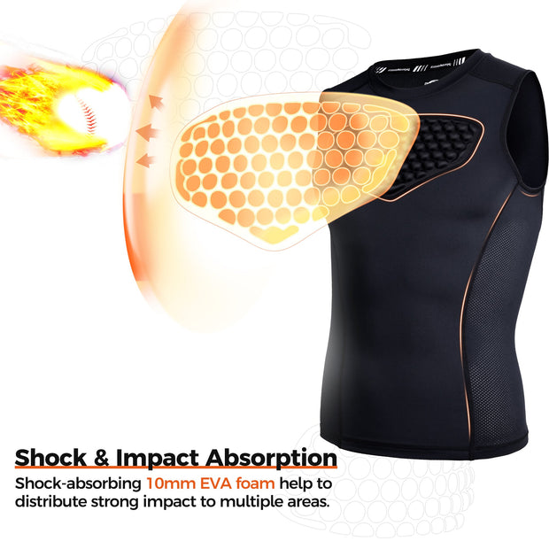 COOLOMG Youth Baseball Chest Protector Padded Compression Shirt Softball Football Lacrosse Rib Heart Sternum Guard