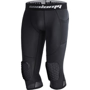 COOLOMG Men ¾ Length Compression Tights with Knee Pads