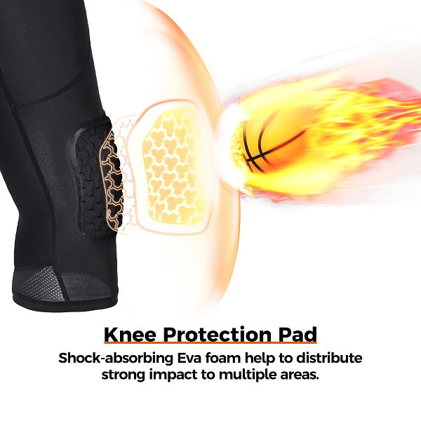 COOLOMG Men ¾ Length Compression Tights with Knee Pads