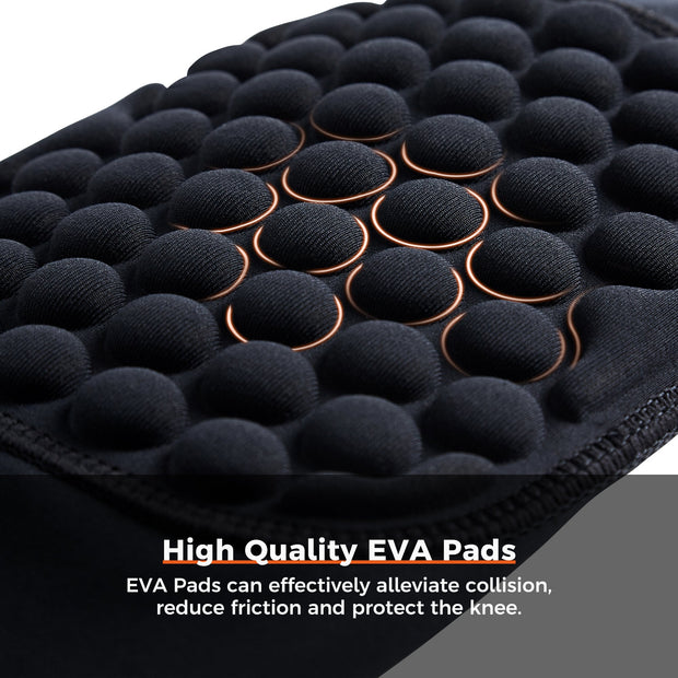 COOLOMG Basketball Leggings with Honeycomb Knee Pads for Kids Youth 3/4 Compression Pants Capri Tights Side Pockets