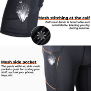 COOLOMG Basketball Leggings with Honeycomb Knee Pads for Kids Youth 3/4 Compression Pants Capri Tights Side Pockets