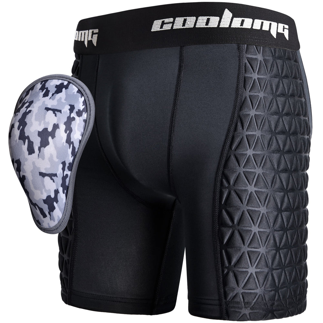 Men's Padded Baseball Sliding Shorts with Athletic Cup Black White