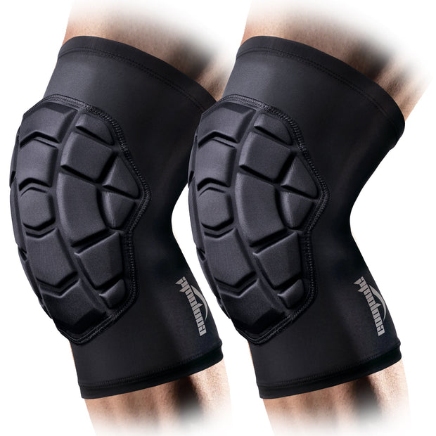 COOLOMG Compression Knee Pads For Basketball, Volleyball, Football - Non-Slip, Thick EVA Padding For Kids, Youth, Adults (1 Pair)