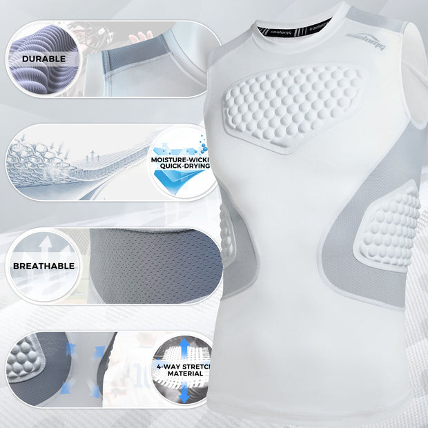 COOLOMG Mens Baseball Chest Rib Protector Adult Football Padded Compression Shirt Heart Sternum Guard for Rugby Lacrosse C01_BE204