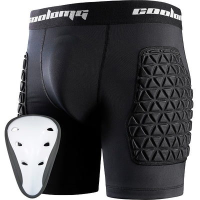 COOLOMG Youth Padded Sliding Shorts with Protective Cup CF003