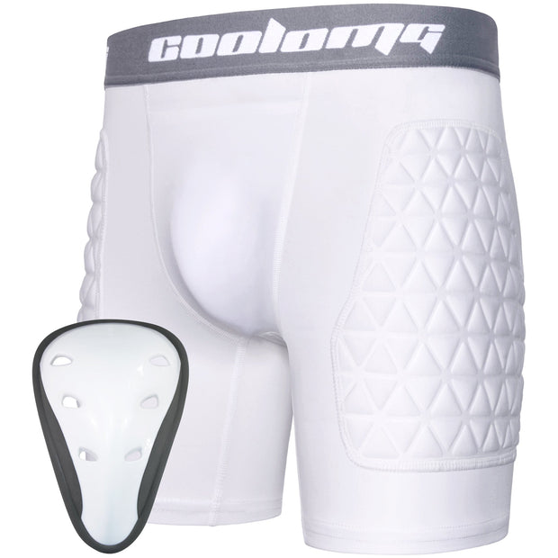 COOLOMG Youth Padded Sliding Shorts with Protective Cup CF003