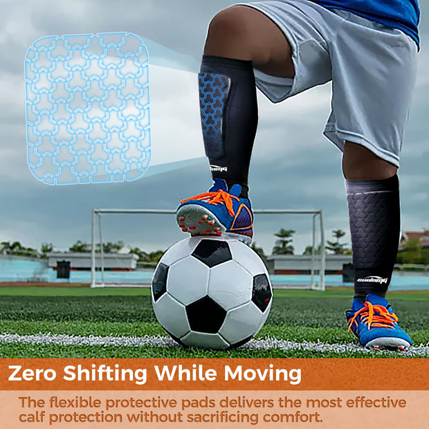 COOLOMG Soccer Shin Guards Shin Pads Calf Compression Sleeves Football CF008