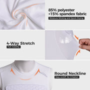 COOLOMG Youth Boys Padded Football Shirt Chest Rib Protector 4-Pad Compression Undershirt Rugby Lacrosse Back Protection