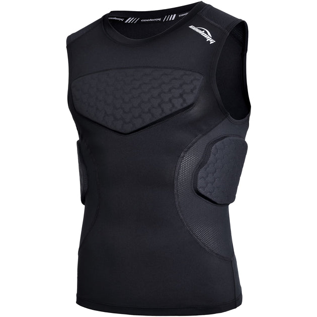 Rib Protection For Rugby COOLOMG Youth Boys Padded Football Shirt Chest Rib Protector 4-Pad ...
