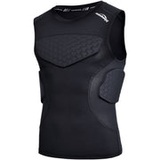 COOLOMG Youth Boys Padded Football Shirt Chest Rib Protector 4-Pad Compression Undershirt Rugby Lacrosse Back Protection