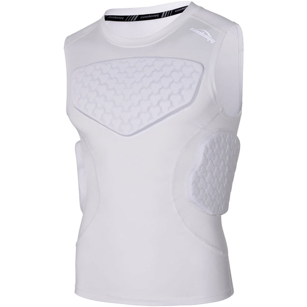 COOLOMG Youth Boys Padded Football Shirt Chest Rib Protector 4-Pad Compression Undershirt Rugby Lacrosse Back Protection