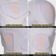COOLOMG Youth Boys Padded Compression Shirt Football Chest Rib Protector Undershirt Shoulder Back Protection 6-Pad