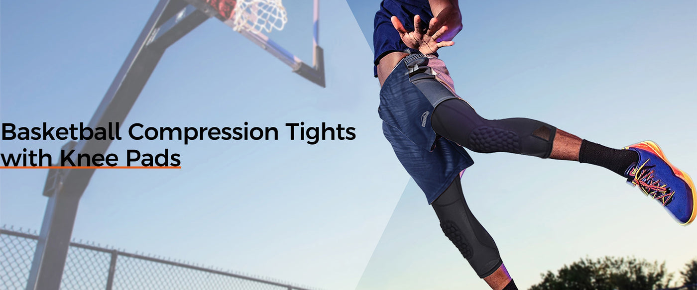 basketball compression pants with knee pads