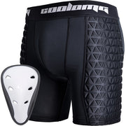 Men Padded Baseball Sliding Black White Shorts with Athletic Cup MD003