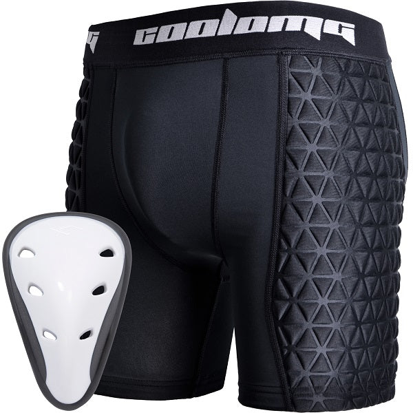 Men's Padded Baseball Sliding Shorts with Athletic Cup Black White MD003