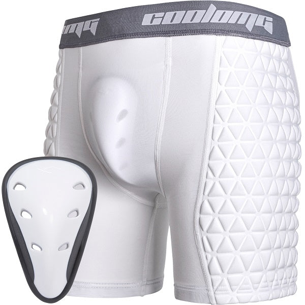 Men's Padded Baseball Sliding Shorts with Athletic Cup Black White MD003