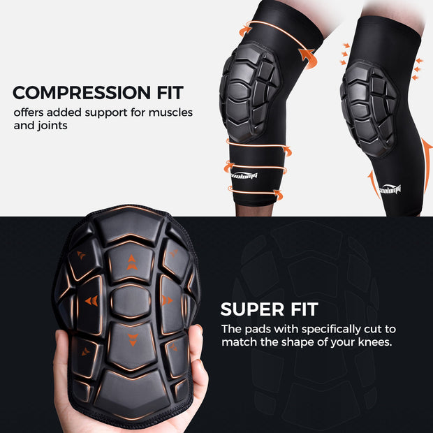 COOLOMG New Basketball Knee Pads Protective Knee Compression Sleeves for Youth Kids Adult