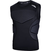 COOLOMG Youth Boys Padded Football Shirt Chest Rib Protector 4-Pad Compression Undershirt Rugby Lacrosse Back Protection