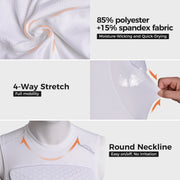 COOLOMG Youth Boys Padded Football Shirt Chest Rib Protector 4-Pad Compression Undershirt Rugby Lacrosse Back Protection