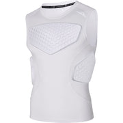 COOLOMG Youth Boys Padded Football Shirt Chest Rib Protector 4-Pad Compression Undershirt Rugby Lacrosse Back Protection