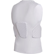 COOLOMG Youth Boys Padded Football Shirt Chest Rib Protector 4-Pad Compression Undershirt Rugby Lacrosse Back Protection