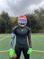 COOLOMG Mens Padded Compression Shirt Football Chest Rib Protector Undershirt Shoulder Back Protection 6-Pad