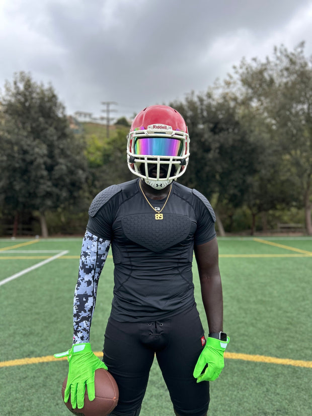 COOLOMG Mens Padded Compression Shirt Football Chest Rib Protector Undershirt Shoulder Back Protection 6-Pad