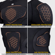 COOLOMG Mens Padded Compression Shirt Football Chest Rib Protector Undershirt Shoulder Back Protection 6-Pad