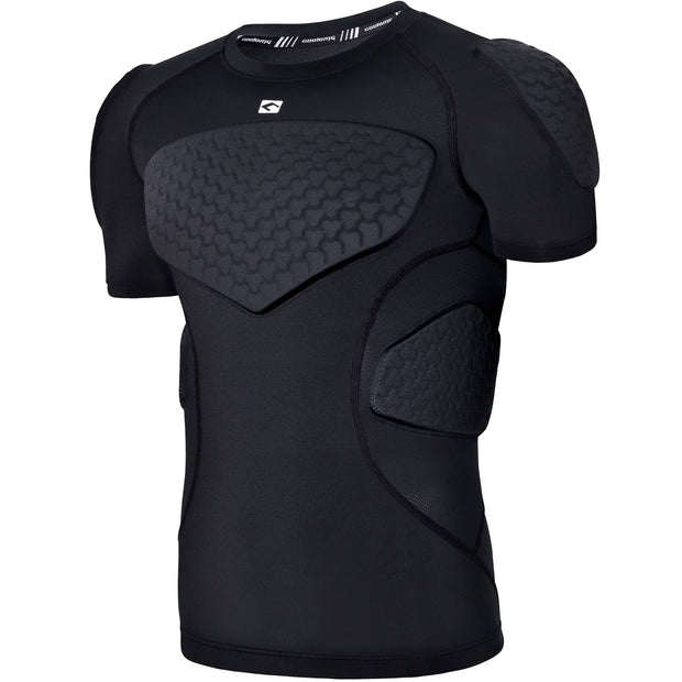 COOLOMG Mens Padded Compression Shirt Football Chest Rib Protector Undershirt Shoulder Back Protection 6-Pad