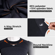 COOLOMG Mens Padded Compression Shirt Football Chest Rib Protector Undershirt Shoulder Back Protection 6-Pad