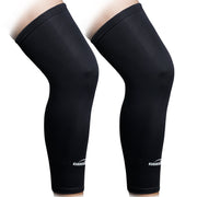 COOLOMG White/Black Sports Compression Leg Sleeve Long Knee Protection SP015WT