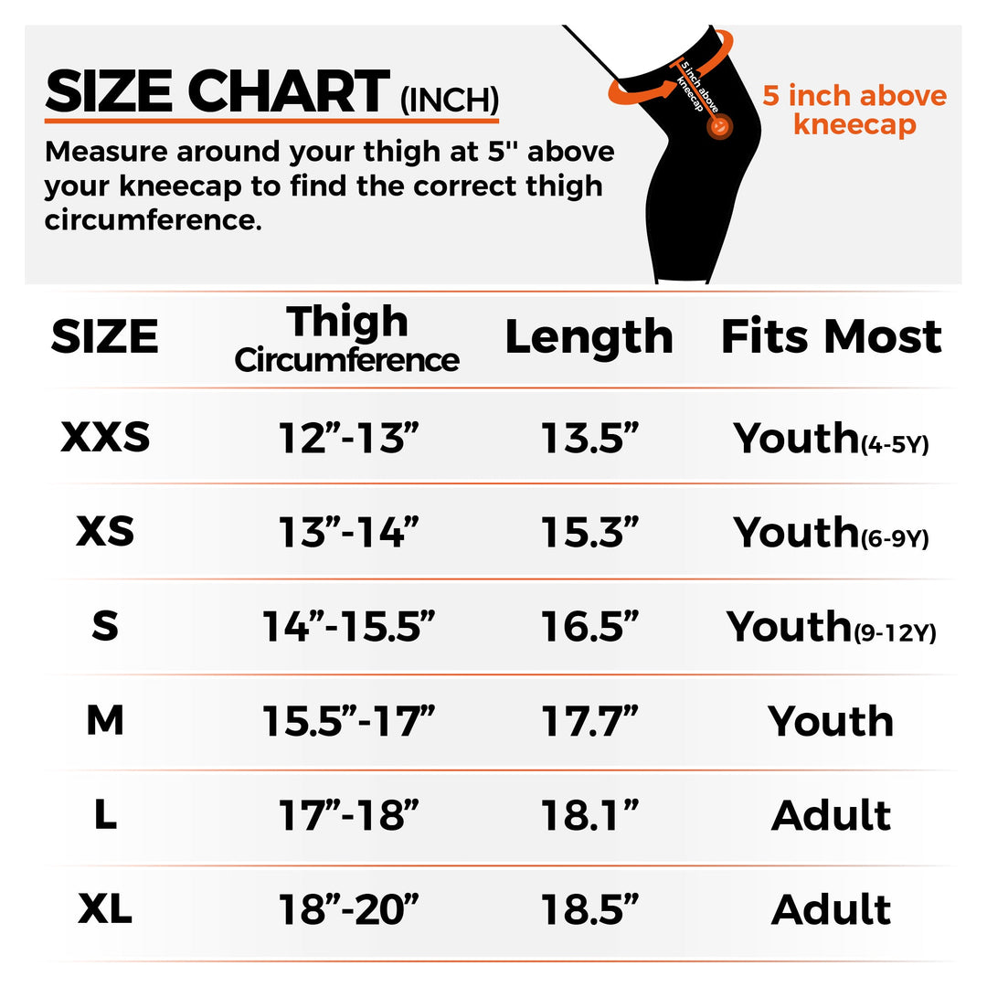 COOLOMG White/Black Sports Compression Leg Sleeve Long Knee
