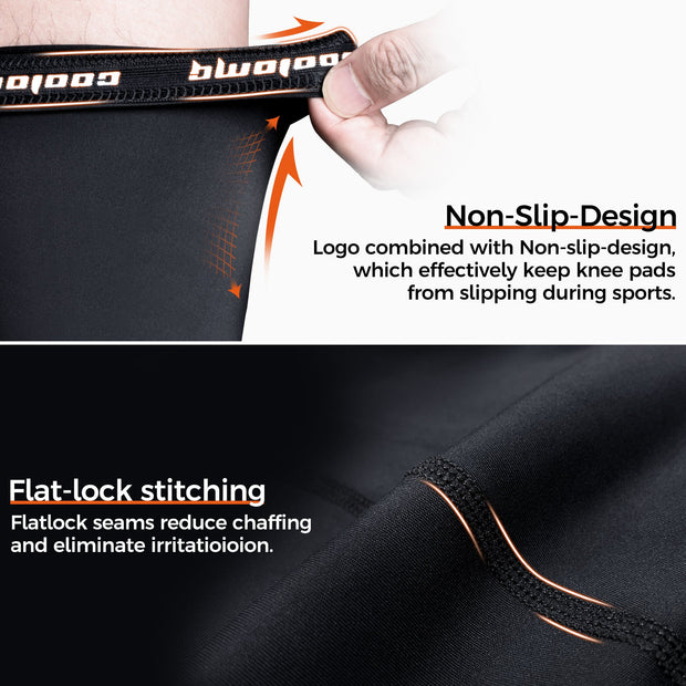 COOLOMG White/Black Sports Compression Leg Sleeve Long Knee Protection SP015WT