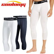 Black Men's Compression Running 3/4 Tights Capri Pants SP028BK