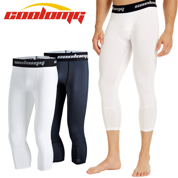 Black Men's Compression Running 3/4 Tights Capri Pants SP028BK