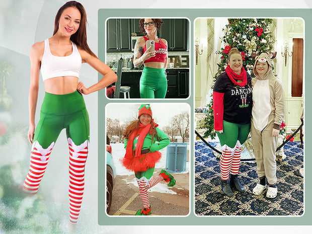 COOLOMG Women High Waist Yoga Pants Thick Tummy Control Workout Running Leggings for Christmas